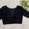Premium Black Short Sleeve Saree Blouse - Elegant Ethnic Party Wear - Image 3