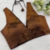 Premium Copper Brown Deep V-Neck Sleeveless Blouse - Festive Ethnic Party Wear - Image 2