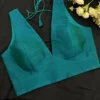 Premium Deep Teal Sleeveless V-Neck Padded Blouse – Elegant Readymade Saree Blouse for Modern Ethnic Wear - Image 2
