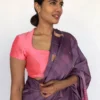 Premium Designer Pink Blouse – Minimalist V-Neck Silk Blouse for Modern Sarees - Image 2