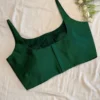 Premium Emerald Green Sleeveless Silk Blouse - Designer Ethnic Party Wear