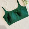 Premium Emerald Green Sleeveless Silk Blouse - Designer Ethnic Party Wear - Image 2