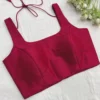 Premium Fuchsia Pink Sleeveless Padded Saree Blouse - Ready-to-Wear Ethnic Party Wear