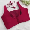 Premium Fuchsia Pink Sleeveless Padded Saree Blouse - Ready-to-Wear Ethnic Party Wear - Image 2
