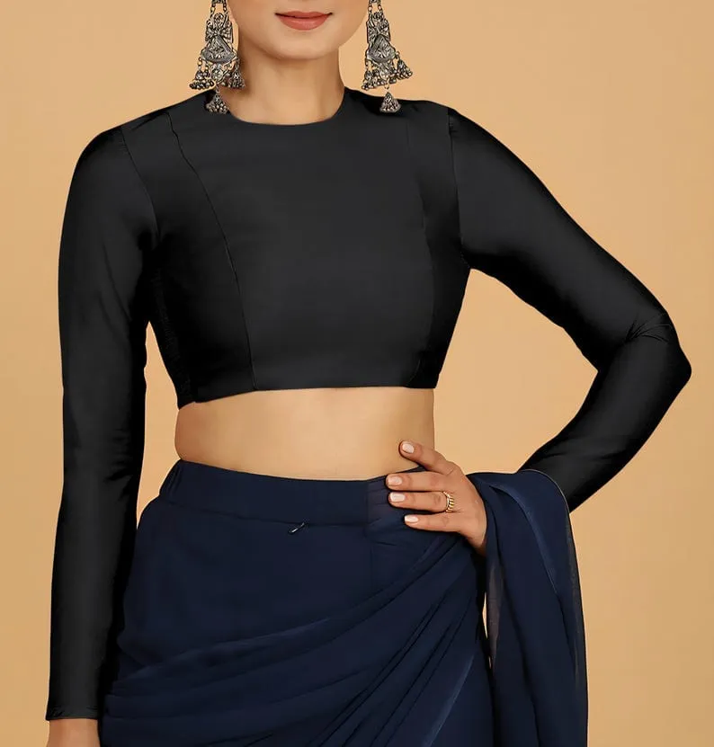 Premium Long Sleeve Black Blouse | Ready-to-Wear Designer Ethnic Choli