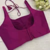Premium Magenta Sleeveless Padded Saree Blouse - Ready-to-Wear Ethnic Party Wear - Image 2