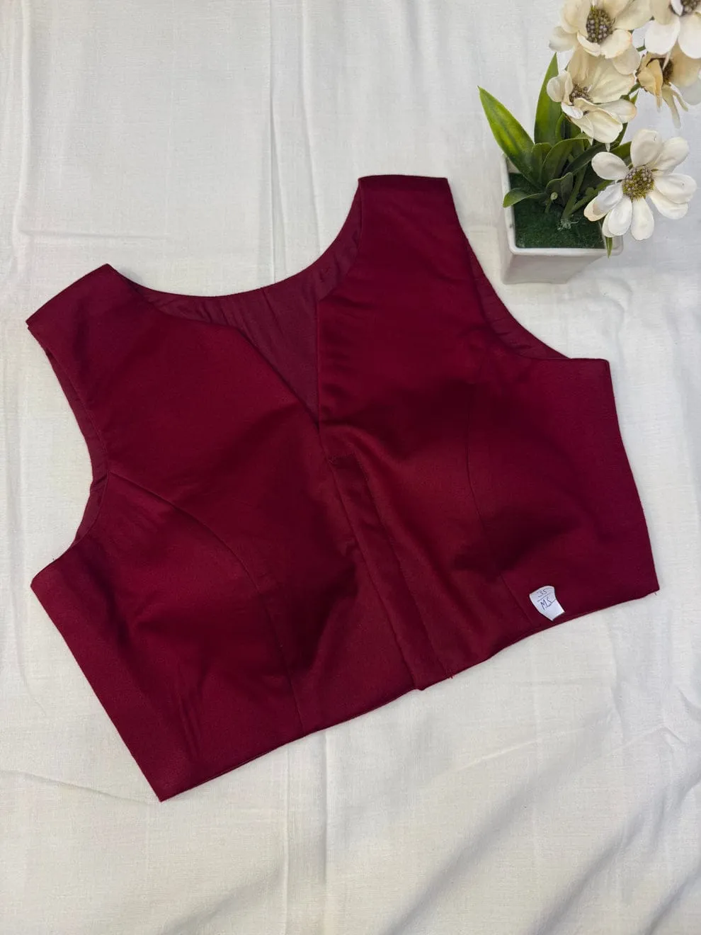 Premium Maroon Sleeveless Silk Blouse - Ready-to-Wear Ethnic Party Blouse - Image 2
