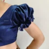 Premium Navy Blue Puff Sleeve Saree Blouse | Designer Tie-Back Ethnic Choli - Image 4