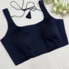 Premium Navy Blue Sleeveless Padded Saree Blouse - Ready to Wear