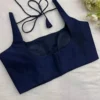 Premium Navy Blue Square Neck Padded Blouse – Elegant Readymade Sleeveless Saree Blouse for Modern Ethnic Wear