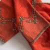 Premium Orange Raw Silk Blouse with Scalloped Neckline Hand Embroidery