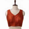 Premium Plain Raw Silk Blouse for Saree  Elegant V-Neck Ethnic Essential - Image 2