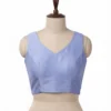 Premium Plain Raw Silk Blouse for Saree  Elegant V-Neck Ethnic Essential - Image 3