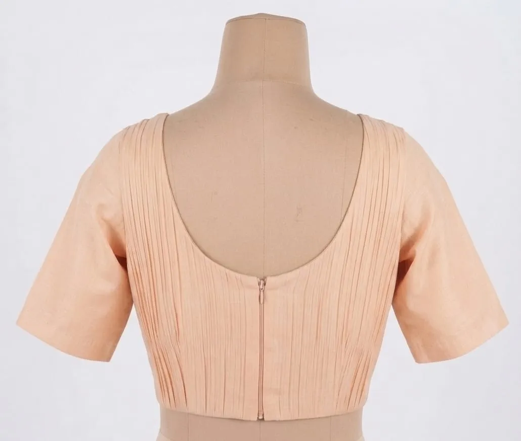 Premium Pleated Raw Silk Saree Blouse – Elegant Ready-to-Wear Blouse
