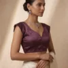 Premium Plum V-Neck Saree Blouse | Designer Ethnic Choli