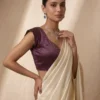 Premium Plum V-Neck Saree Blouse | Designer Ethnic Choli - Image 2