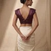 Premium Plum V-Neck Saree Blouse | Designer Ethnic Choli - Image 4