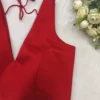 Premium Red Deep V-Neck Sleeveless Blouse - Elegant Ethnic Party Wear