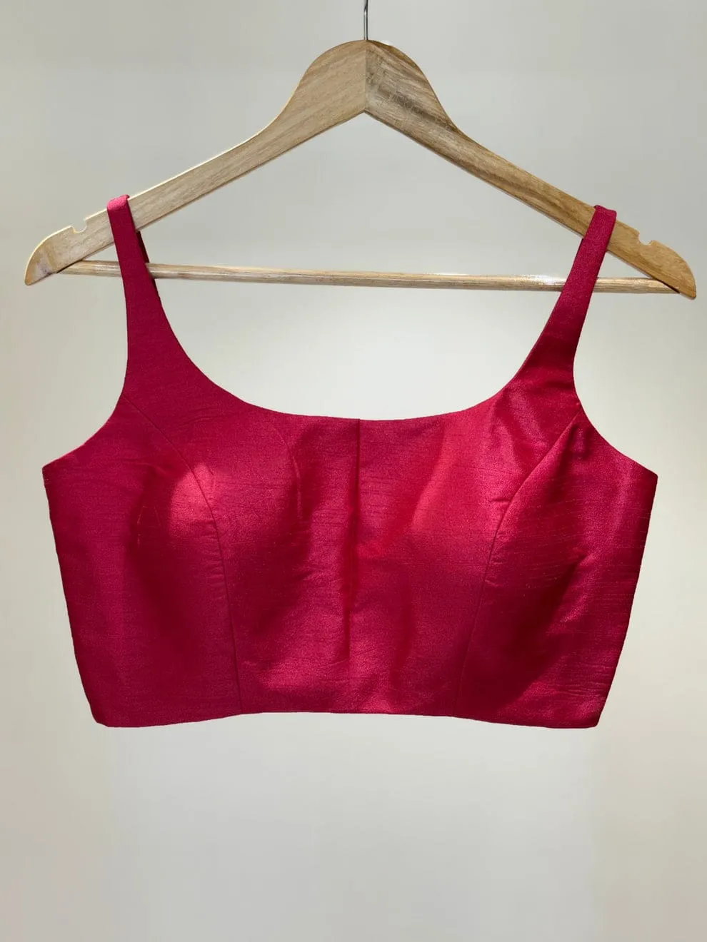 Premium Red Raw Silk Scoop Neck Blouse - Sleeveless Designer Saree Blouse - Image 2