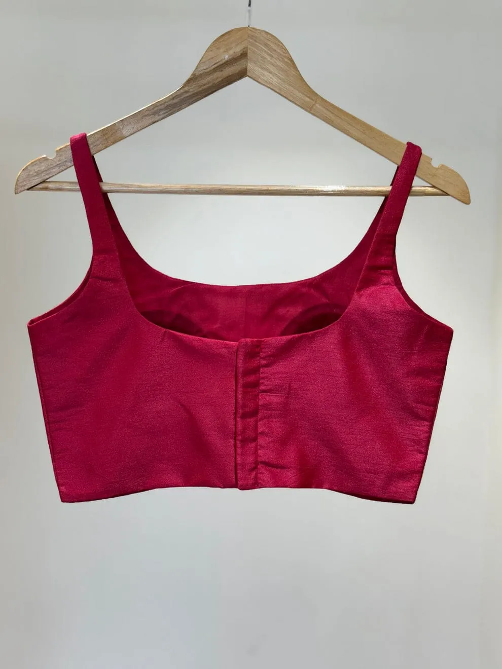 Premium Red Raw Silk Scoop Neck Blouse - Sleeveless Designer Saree Blouse - Image 3