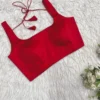 Premium Red Sleeveless Padded Saree Blouse - Ready-to-Wear Ethnic Party Wear