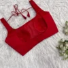 Premium Red Sleeveless Padded Saree Blouse - Ready-to-Wear Ethnic Party Wear - Image 2