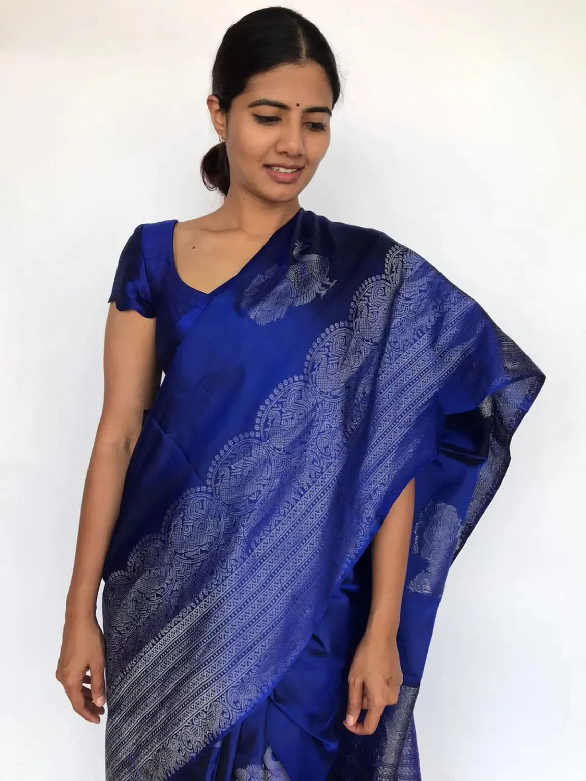Premium Royal Blue Raw Silk Blouse Online | Traditional Indian Ethnic Wear