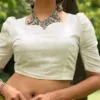 Premium White Puffed Sleeve Saree Blouse - Elegant Ethnic Party Wear