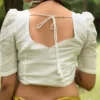 Premium White Puffed Sleeve Saree Blouse - Elegant Ethnic Party Wear - Image 2