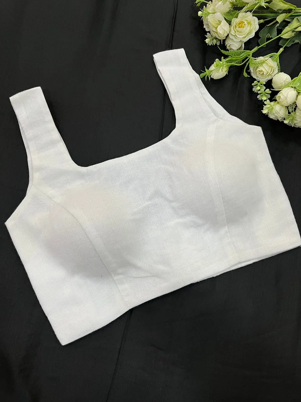 Premium White Sleeveless Padded Saree Blouse - Elegant Ethnic Party Wear