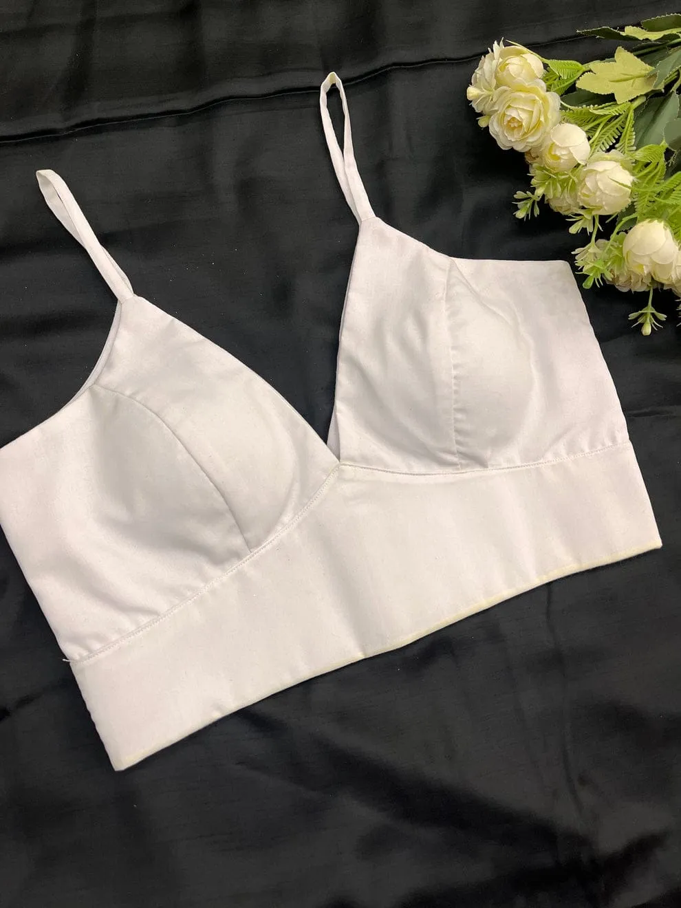 Premium White Spaghetti Strap Saree Blouse - Modern Sleeveless Party Wear