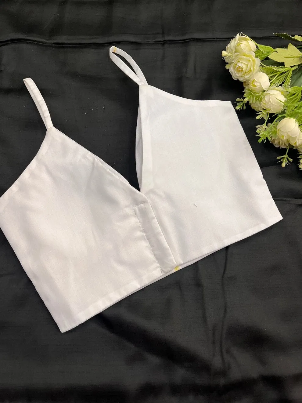 Premium White Spaghetti Strap Saree Blouse - Modern Sleeveless Party Wear - Image 2