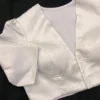 Premium White V-Neck Padded Blouse - Elegant Ethnic Party Wear