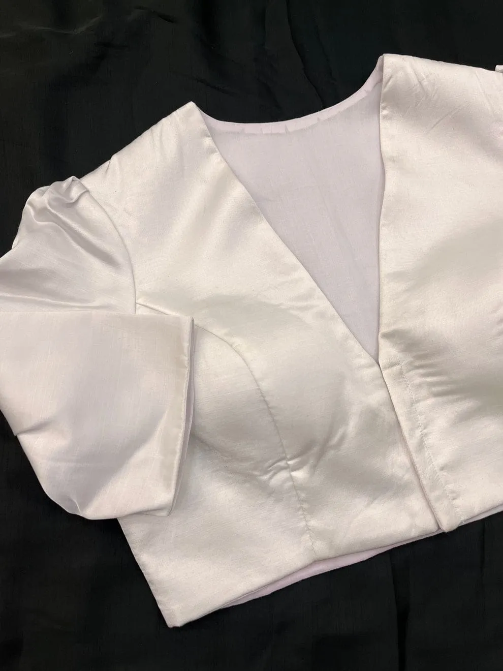 Premium White V-Neck Padded Blouse - Elegant Ethnic Party Wear