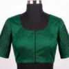 Raw Silk Accordion Pleated Sleeve Saree Blouse - Princess Cut Front Hook Readymade Blouse - Image 2