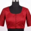 Raw Silk Accordion Pleated Sleeve Saree Blouse - Princess Cut Front Hook Readymade Blouse - Image 3