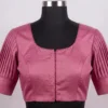 Raw Silk Pleated Sleeve Saree Blouse - Princess Cut Front Open Ready to Wear Designer Blouse - Image 4