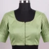 Raw Silk Pleated Sleeve Saree Blouse - Princess Cut Front Open Ready to Wear Designer Blouse - Image 5