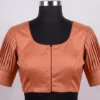 Raw Silk Pleated Sleeve Saree Blouse - Princess Cut Front Open Ready to Wear Designer Blouse - Image 6