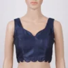 Ready-Made Designer Silk Blouse | Sleeveless Sweetheart Neck & Scalloped Pearl Hem | Party Wear Saree Blouse - Image 3