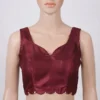 Ready-Made Designer Silk Blouse | Sleeveless Sweetheart Neck & Scalloped Pearl Hem | Party Wear Saree Blouse - Image 4