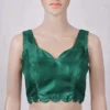 Ready-Made Designer Silk Blouse | Sleeveless Sweetheart Neck & Scalloped Pearl Hem | Party Wear Saree Blouse - Image 6
