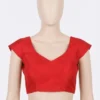 Ready-Made Red Silk Blend Designer Blouse | V-Neck & Cap Sleeves | Festive & Wedding Wear Saree Blouse - Image 2