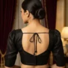 Ready-to-Wear Black Ethnic Blouse | Stylish Tie-Back Puff Sleeve Choli - Image 2