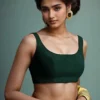 Ready-to-Wear Green Ethnic Crop Top | Stylish Minimalist Designer Blouse