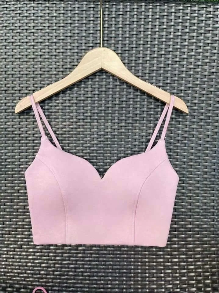 Ready-to-Wear Pastel Pink Raw Silk Blouse with Thin Straps