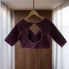 Ready-to-Wear Plum Ethnic Blouse | Sophisticated Designer Choli with Lace Detail - Image 2