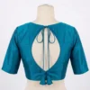 Readymade Raw Silk Blouse with Back Oval Cutout Detail | Tie-Up Dori Design with Tassels | Designer Boat Neck Saree Choli