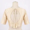 Readymade Raw Silk Blouse with Back Oval Cutout Detail | Tie-Up Dori Design with Tassels | Designer Boat Neck Saree Choli - Image 6