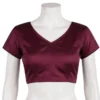 Readymade Satin Silk V-Neck Saree Blouse with Back Zipper | Padded Crop Top - Image 3